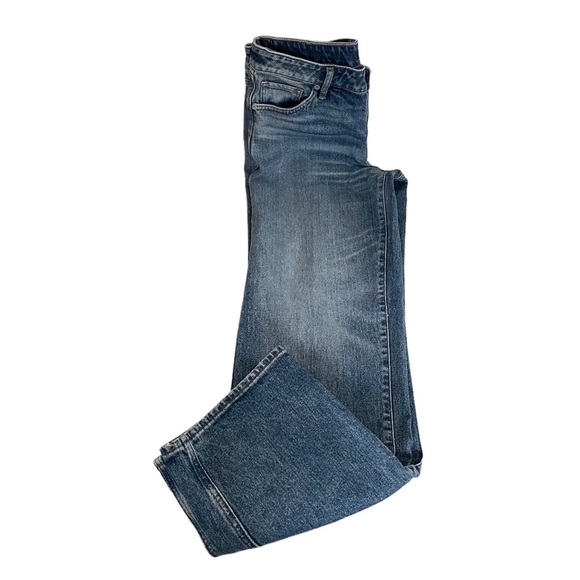 Express Relaxed Straight Leg Low Rise Distress Ripped Blue Jeans Women’s size 2R - Picture 3 of 13